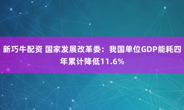 新巧牛配资 国家发展改革委：我国单位GDP能耗四年累计降低11.6%