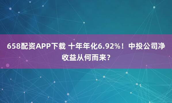 658配资APP下载 十年年化6.92%！中投公司净收益从何而来？